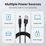Verilux® USB to DC 9V Power Cord Universal Charging Cable with 8 Plugs