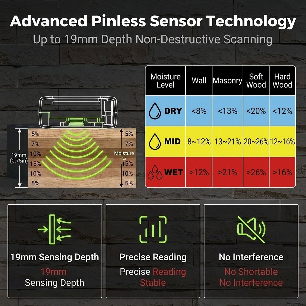 Serplex® Pinless Wood Moisture Meter with LCD Color Display