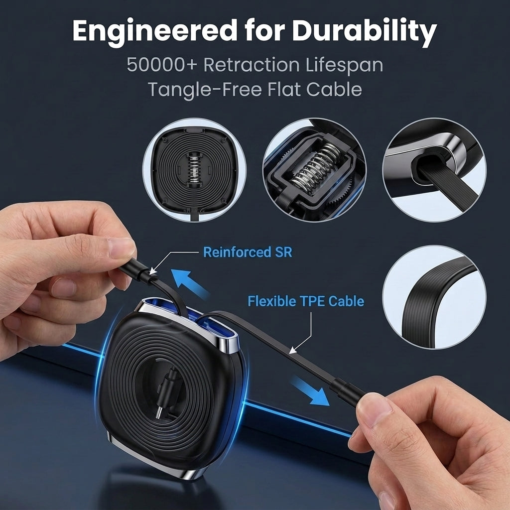 Verilux® Retractable USB C to C Cable PD 240W Fast Charging Cord