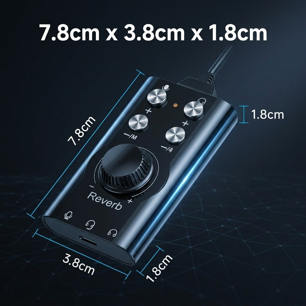 ZORBES® USB USB C External Sound Card Adapter with Reverb Effects