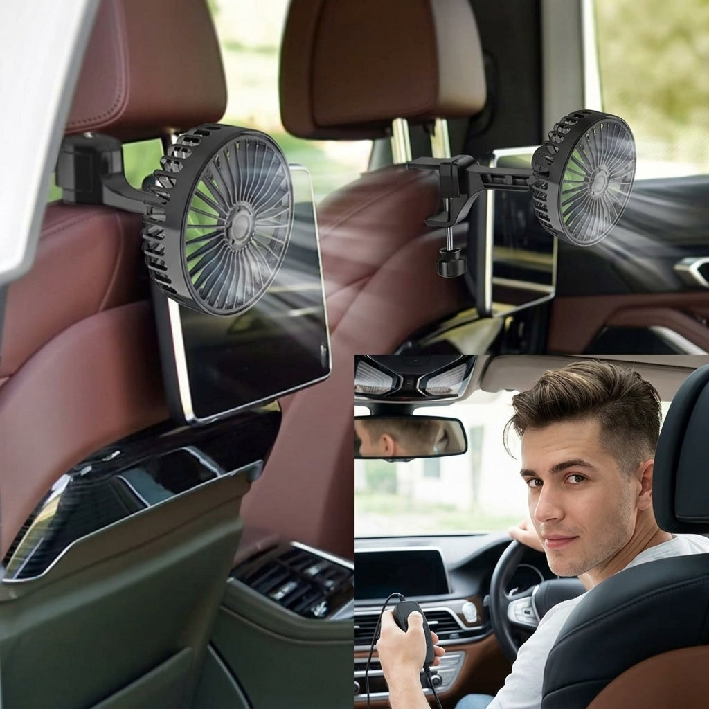 Verilux Dual USB Car Back Seat Fan for Baby & Family
