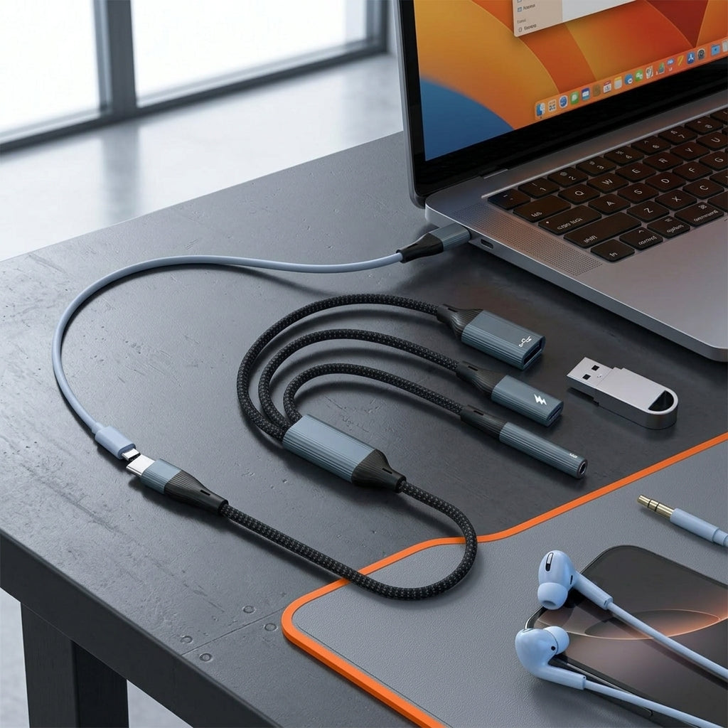 Verilux® 3-in-1 USB-C Splitter and OTG Adapter