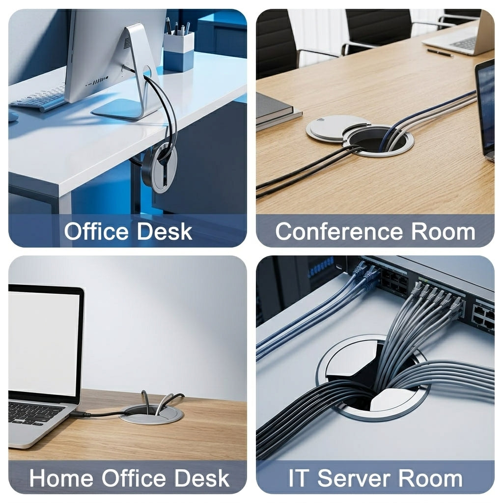 Serplex® 2.36 Inch Round Desk Cable Grommet Covers (6-Pack)