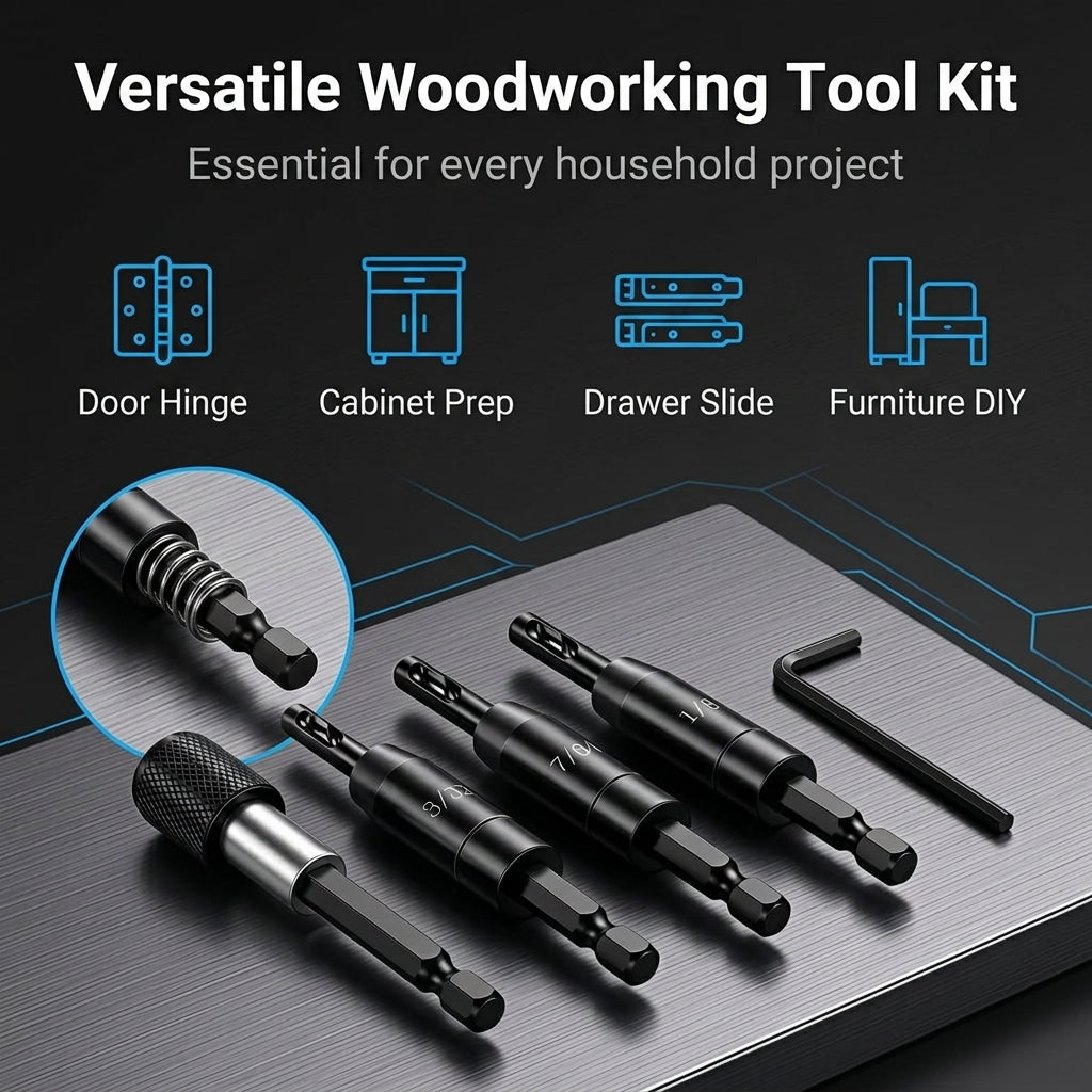 Serplex® 3Pcs Self-Centering Window & Door Hinge Drill Bit Set