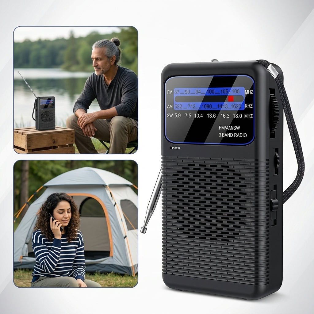 ZORBES® Mini Pocket Radio AM FM SW 3-Band Emergency Speaker