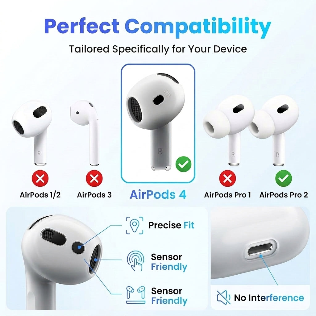 ZORBES® 3 Pairs Silicone Anti-Slip Ear Tips Covers for AirPods 4