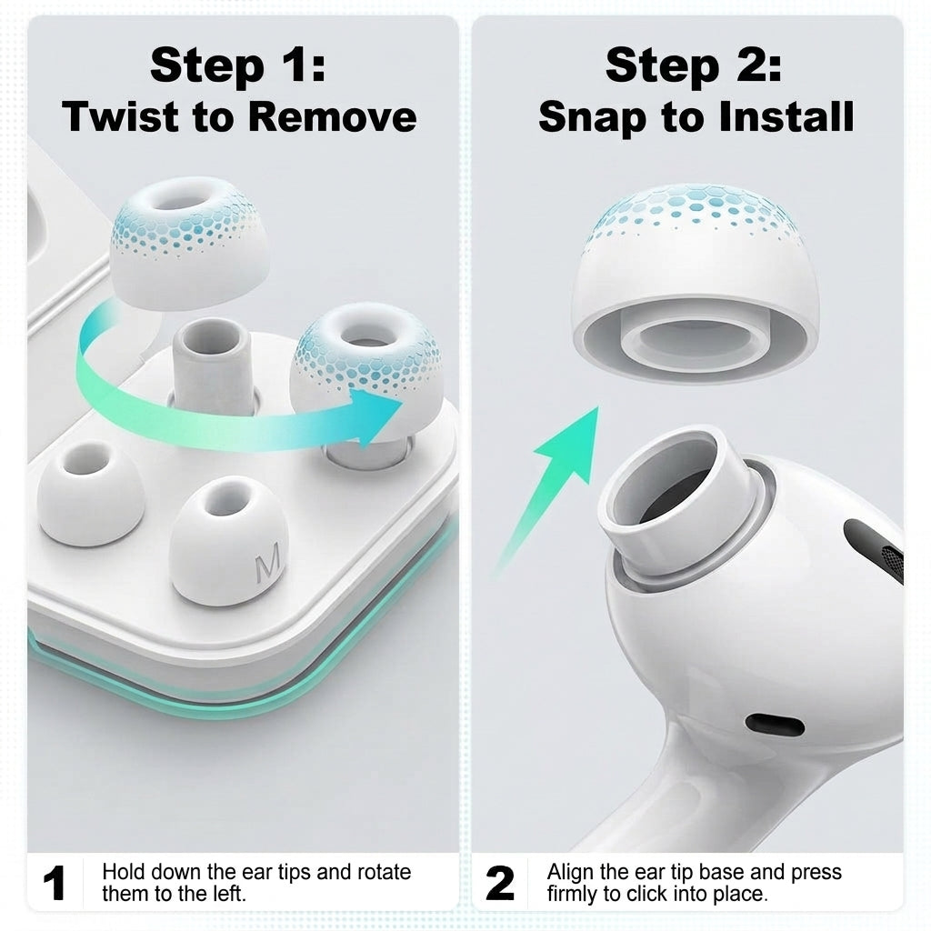 ZORBES® 5 Pairs Silicone Ear Tips for AirPods Pro 3 with Cleaning Pen