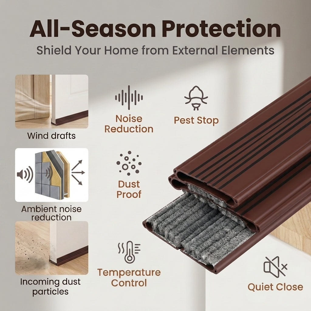 Serplex® 35 Inch Room Door Sweep with Noise Reducing Felt Bristles