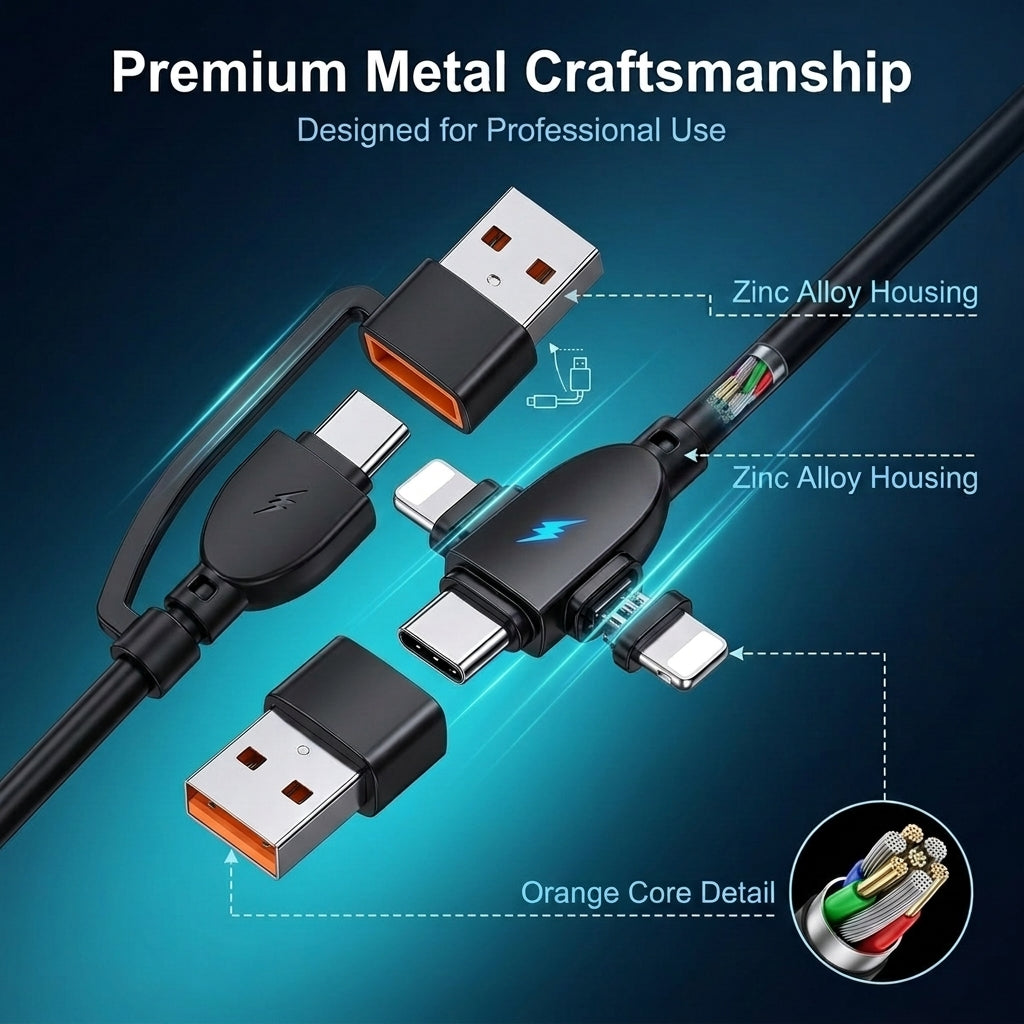 Verilux® PD 240W Multi Type C Cable Fast Charging with USB A Input