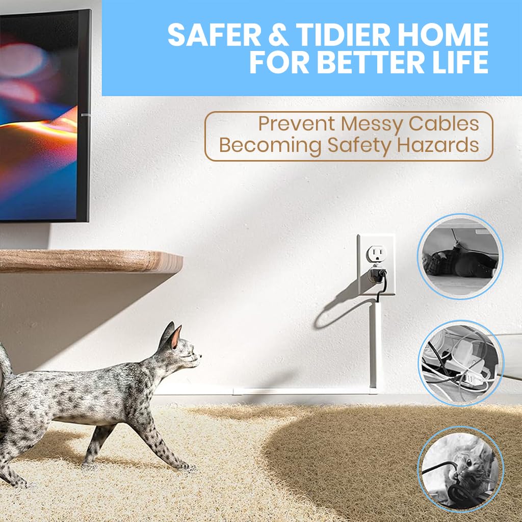 Serplex® 94in Cord Cover Kit Self-Adhesive Cable Hider Cord Organizer, Wire Covers for Cords on Wall, Wire Hiders for TV on Wall Cable Management, Sliding Cable Cover Raceway, 6xL15.7 W0.59 H0.4in