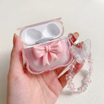 ZORBES® Pink Bow Silicone Case for AirPods 4 with Floral Chain