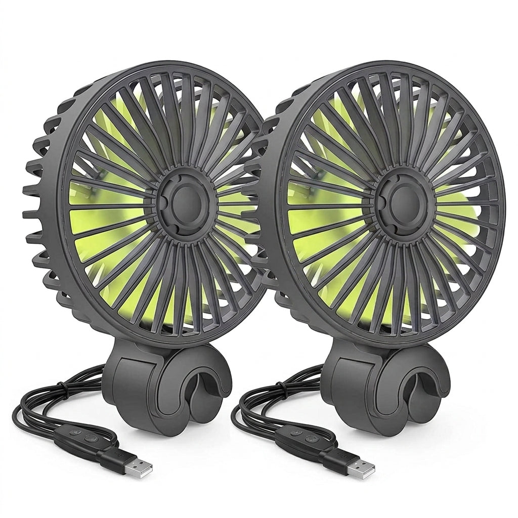 Verilux Dual USB Car Back Seat Fan for Baby & Family