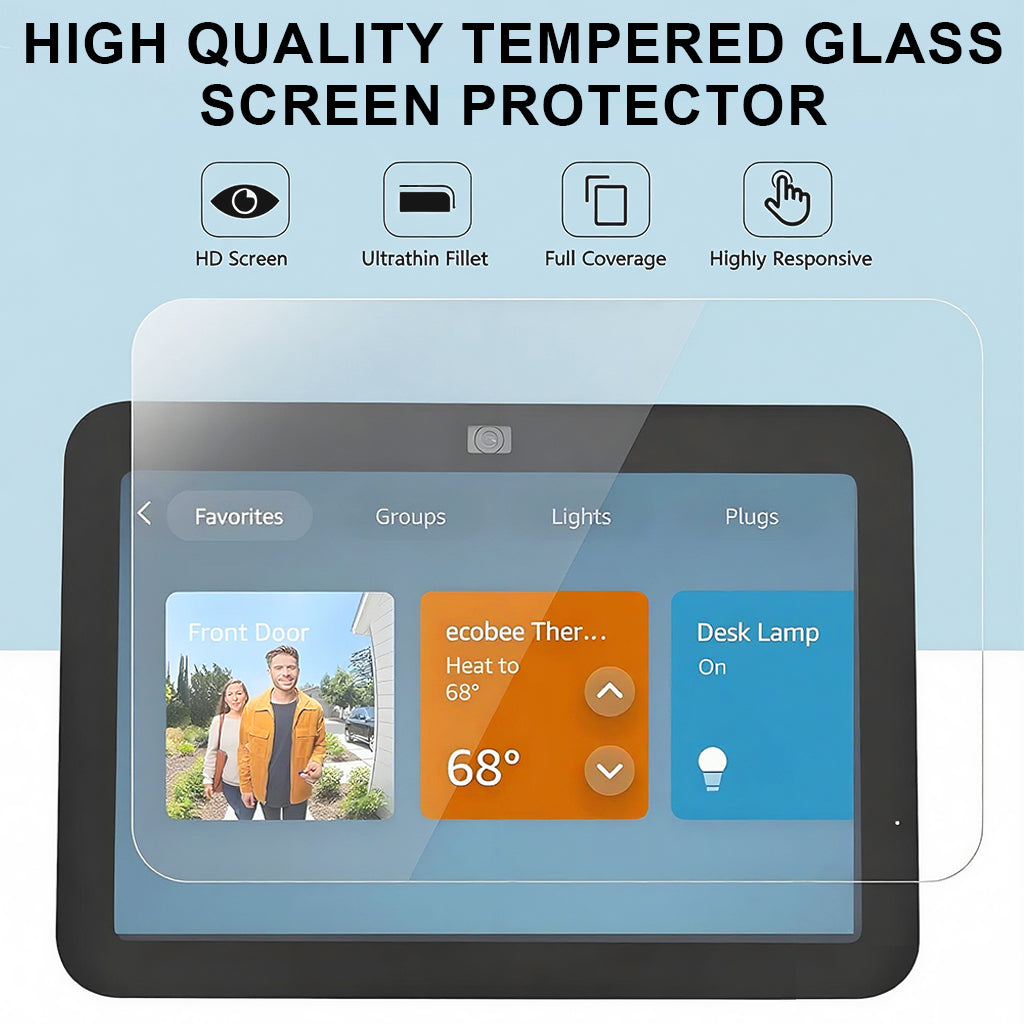 ZORBES® Compatible with Echo Show 8, Touchscreen Smart Speaker HD Screen Protector, Anti-scratch Tempered Glass, Bubble Free Anti-glare Screen Protectors, Pack of 3