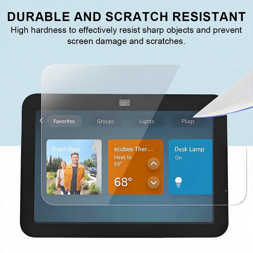 ZORBES® Compatible with Echo Show 8, Touchscreen Smart Speaker HD Screen Protector, Anti-scratch Tempered Glass, Bubble Free Anti-glare Screen Protectors, Pack of 3