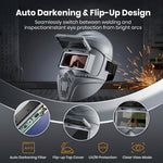 Serplex® Auto Darkening Welding Helmet with Flip-Up Design, Ventilated Full Face Protective Welding Mask with UV/IR Protection + 10 Replacement Lenses for MIG, TIG, Arc Welding & Metal Cutting