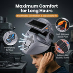Serplex® Auto Darkening Welding Helmet with Flip-Up Design, Ventilated Full Face Protective Welding Mask with UV/IR Protection + 10 Replacement Lenses for MIG, TIG, Arc Welding & Metal Cutting