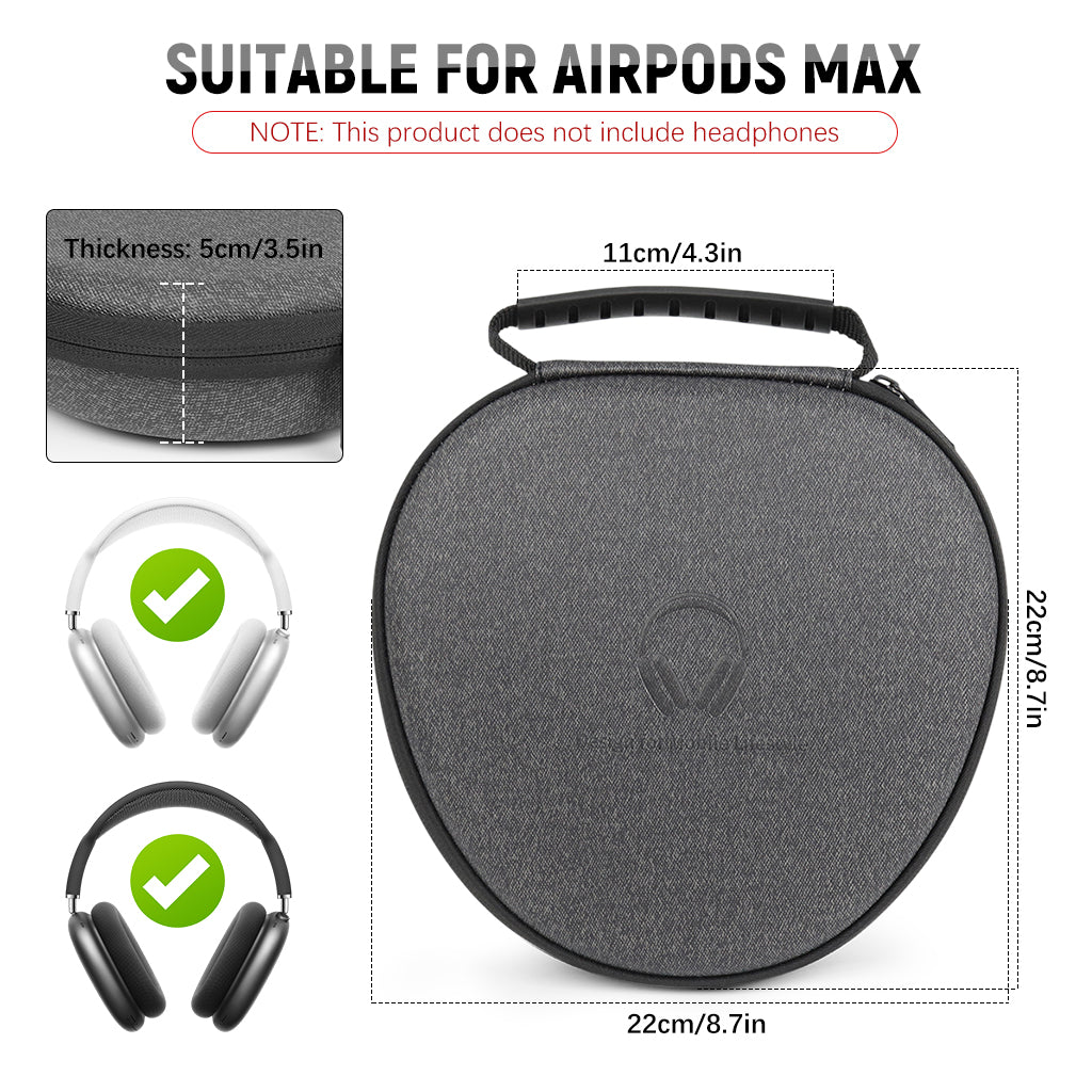 ZORBES® Travel Case for Airpods Max, Fashion Travel EVA Hard Shell Protective Headset Bag with Handle Soft Plush Lining Smart Music Headphones Case