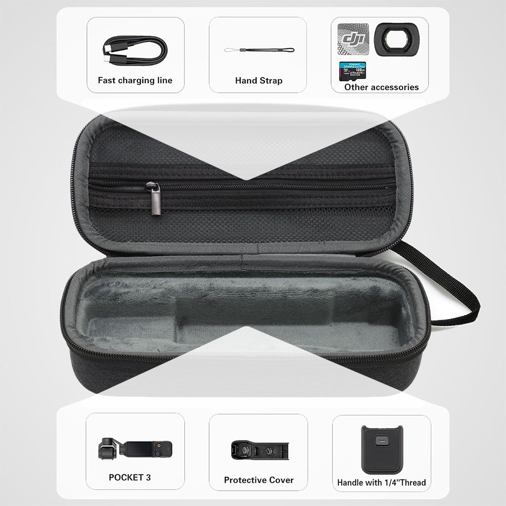 ZORBES® Estuche de transporte para cámara os*mo Pocket 3, bolsa de almacenamiento os*mo Pocket 3 con correa de mano, bolsa de viaje para accesorios de cámara os*mo Pocket 3, no incluida
