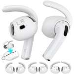 ZORBES® Ear Hooks for AirPods 4th Generation (2024), 3 Pairs S/M/L Anti-Slip Ear Covers, Added Storage Pouch, Silicone Accessories Compatible with Apple AirPods 4th Gen (Large+Medium+Small, White)