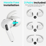 ZORBES® Ear Hooks for AirPods 4th Generation (2024), 3 Pairs S/M/L Anti-Slip Ear Covers, Added Storage Pouch, Silicone Accessories Compatible with Apple AirPods 4th Gen (Large+Medium+Small, White)