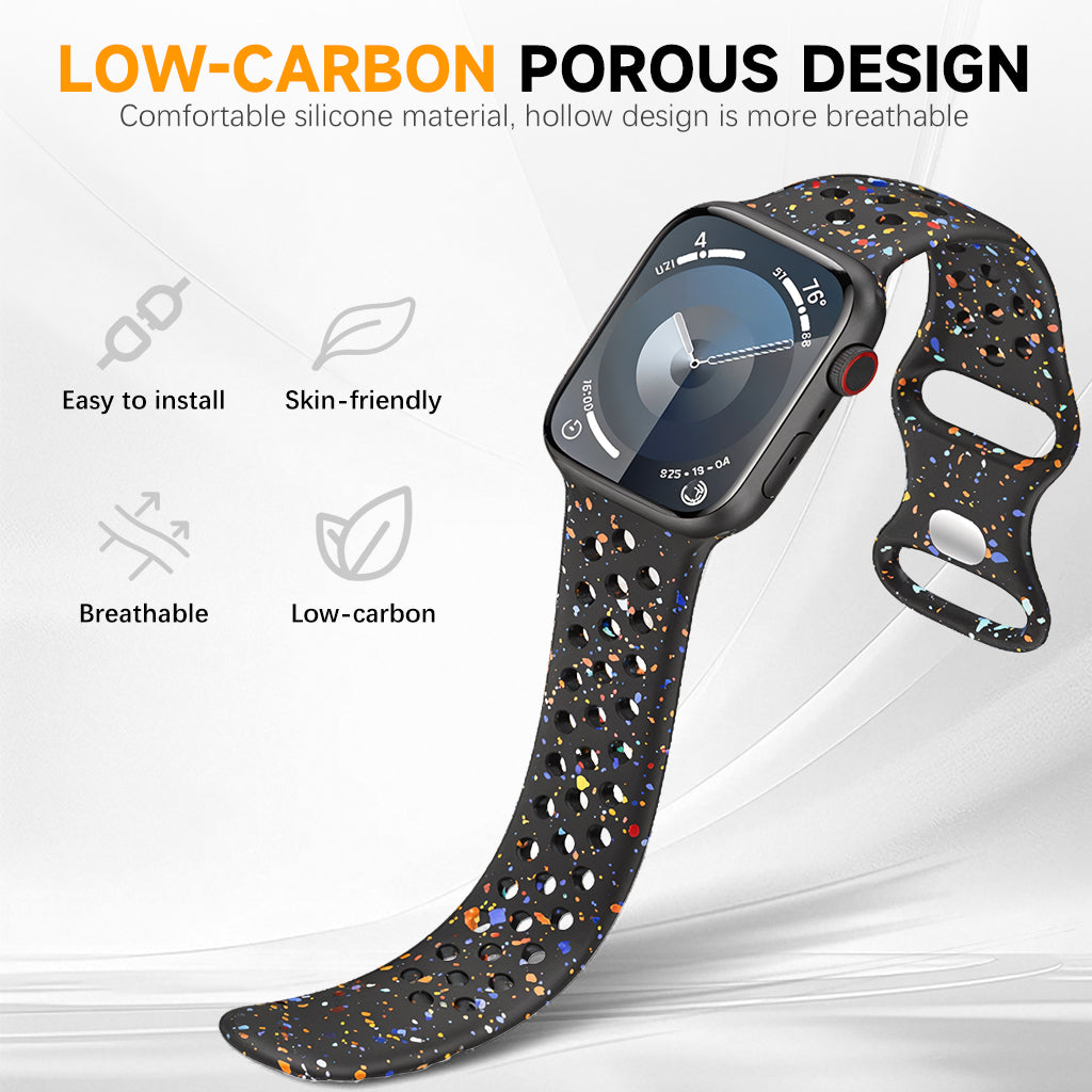 ZORBES® 2PCS Breathable Sport Band Compatible with Apple Watch Band 42mm 44mm 45mm 46mm 49mm, Soft Eco-Friendly Silicone Band for iWatch Series 10/9/8/7/6/5/4/3/2/1 SE Ultra
