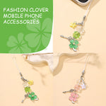ZORBES® 2Pcs Cute Phone Charms for Girls, Crystal Four-Leaf Clover Mobile Charms for Women Phone Accessories for Girls, Aesthetic Charms Phone Chain Accessories for Phones, Keychains, Bags, Headphones