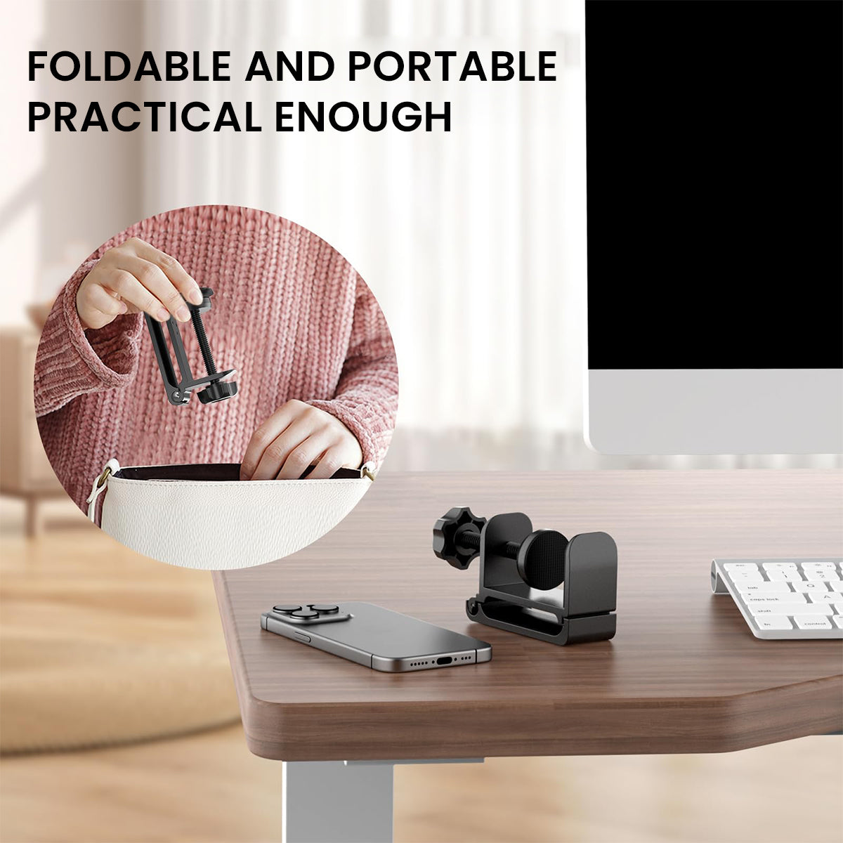 ZORBES® 1PCS Headphone Stand Hanger Holder, Foldable Aluminum Desk Headphone