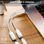 ZORBES® AuviPal 2-in-1 USB C to Audio Adapter with 100W Charging Port,