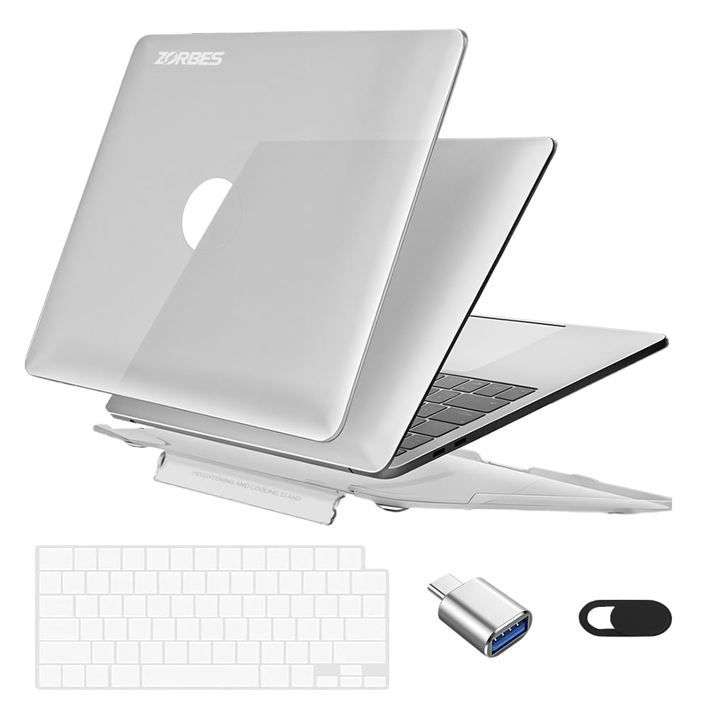 ZORBES® Funda Compatible con MacBook Air de 13, 6 Pulgada (2024/2022) [A3113 M3/ A2681 M2] con Funda para Teclado, Funda Protectora Antigolpes y Soporte Plegable para MacBook Air de 13, 6'' (Gris)