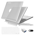 ZORBES® Funda Compatible con MacBook Air de 13, 6 Pulgada (2024/2022) [A3113 M3/ A2681 M2] con Funda para Teclado, Funda Protectora Antigolpes y Soporte Plegable para MacBook Air de 13, 6'' (Gris)