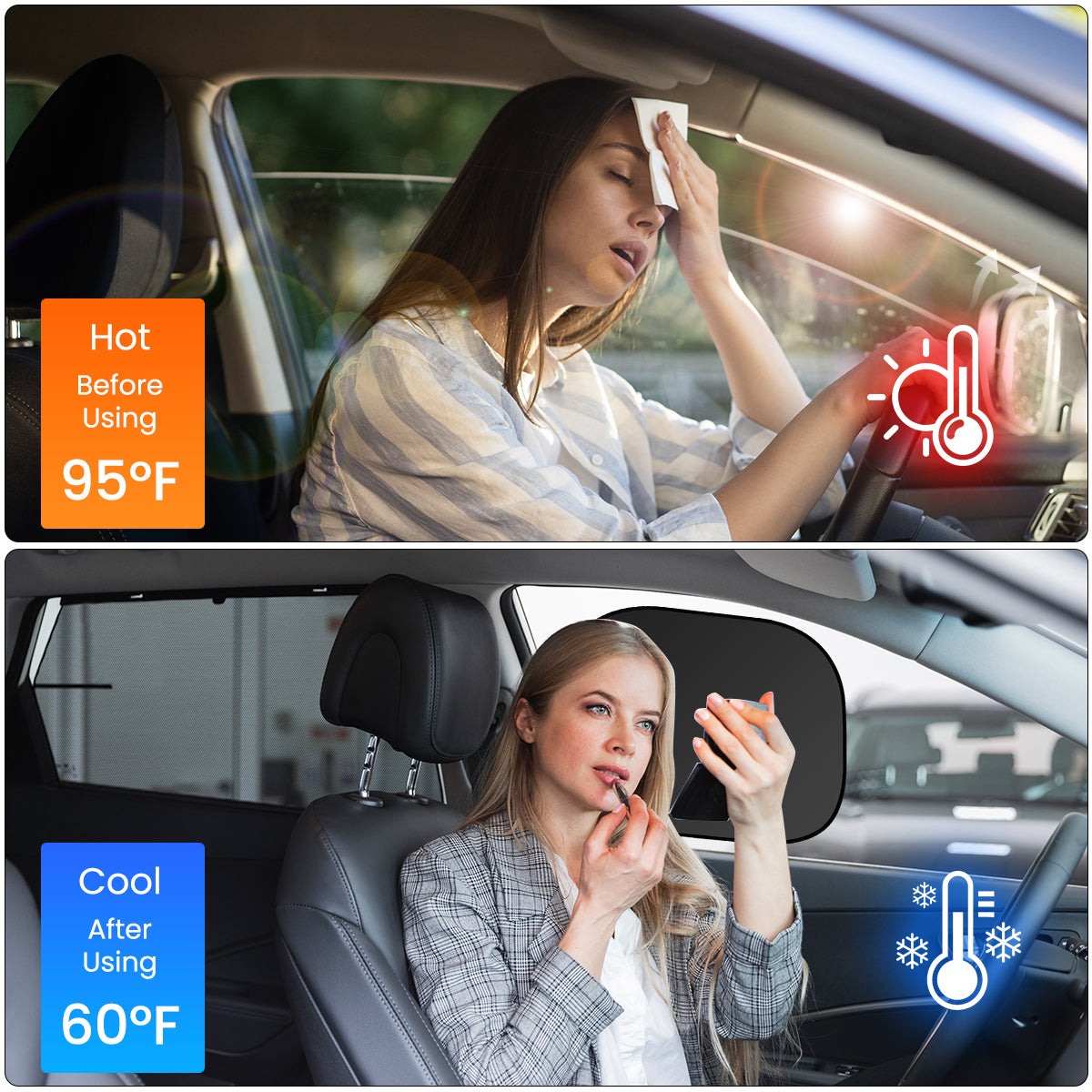 ZORBES® Car Sun Shields Sun Shade for Window, Car Driver's Window Sun Shields Suction Cup Detachable Sun Blackout UV Protection Window Shield, Pack of 4Pcs, 17.72x14.57 inches