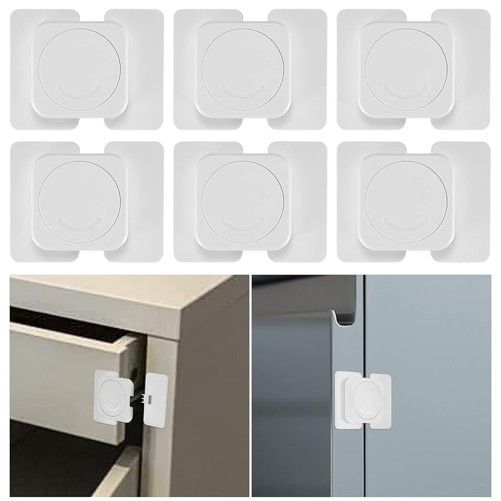 ZORBES® ZOEBES Cerraduras de Seguridad para Niños, Seguros para Bebes Ajustables, Cierres de Seguridad para Niños para Armarios y Cajones, Adecuadas para Armarios, Roperos, Frigoríficos, etc (6PCS)