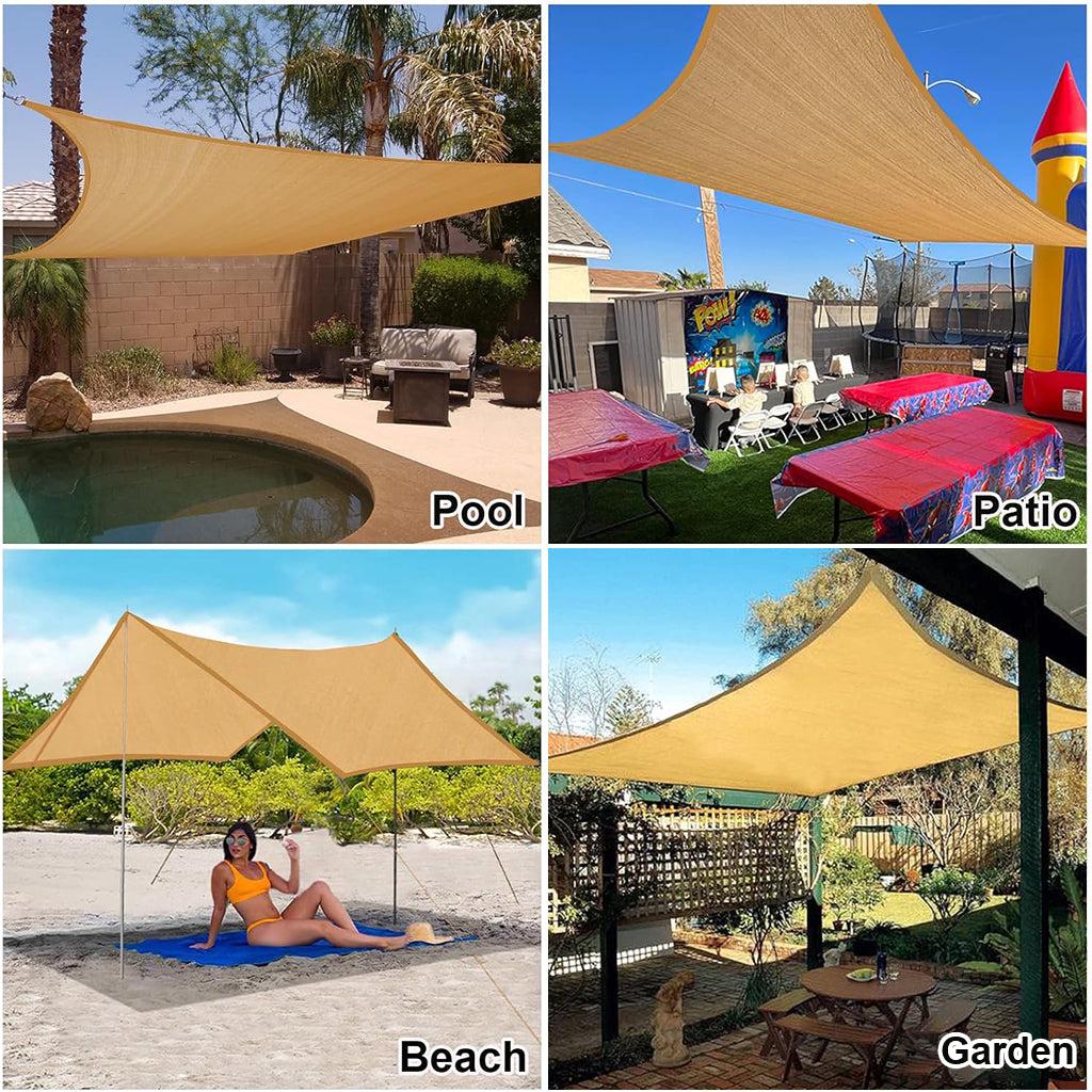 ZORBES® Malla Sombra 2x3m para Exteriores, Lona Solar de Alta Densidad con Protección UV, Toldo Vela Transpirable y Reforzado con Cuerda de 10M para Patio, Jardín, Piscina y Actividades al Aire Libre