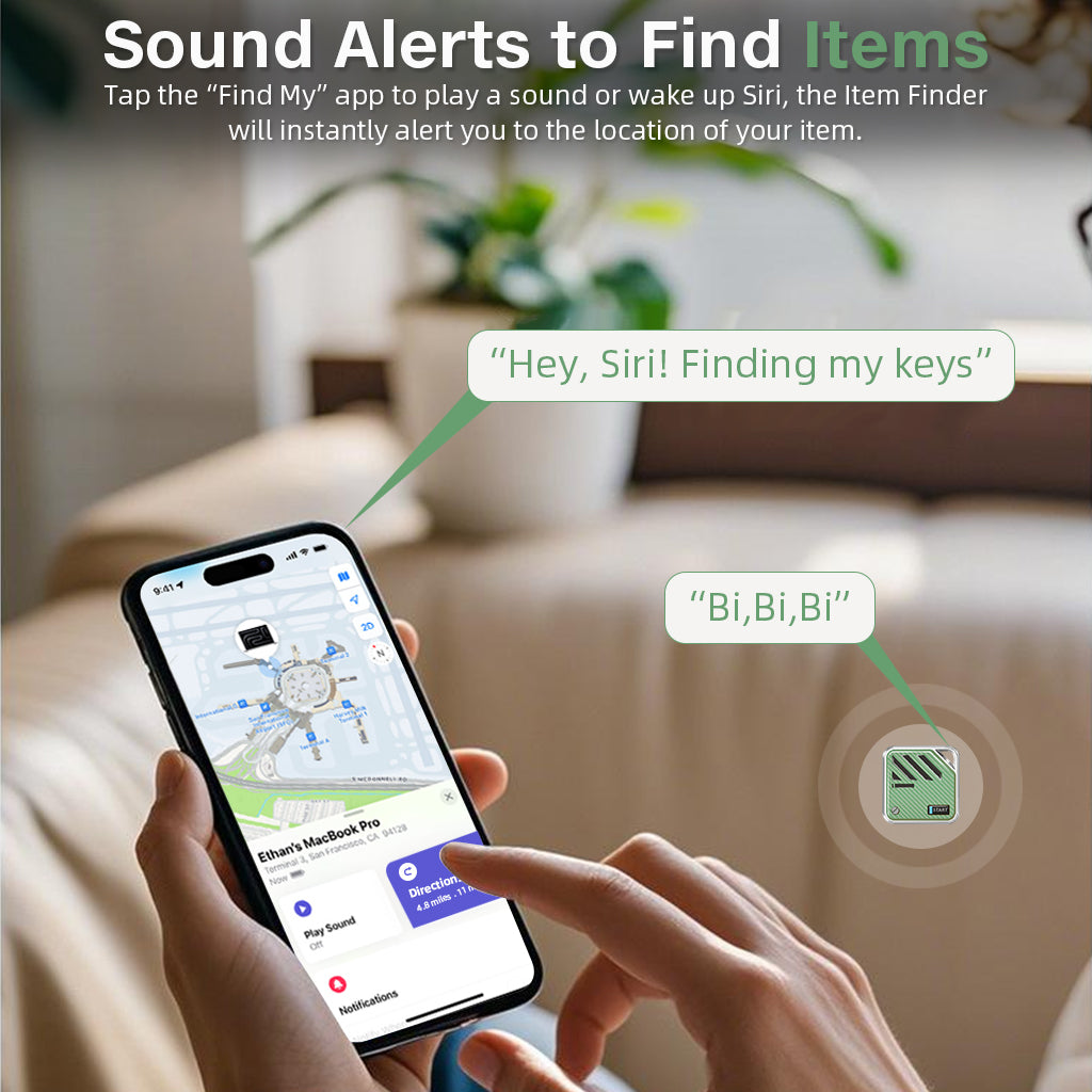 Verilux® Magnetic Item Finder with Loop Hole Bluetooth Tracker Compatible with"Find My" App Key Finder Luggage Tracker Dog Tracker People Location Tracker for Kids, Elders, No Battery Inside, Green