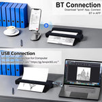 Zeitel® Wireless Bluetooth Printer A4 Size, Mini Portable Thermal Printer with 50 Sheet A4 Thermal Papers & 1 Roll of Printer Paper, 200DPI Inkless for Android & iOS
