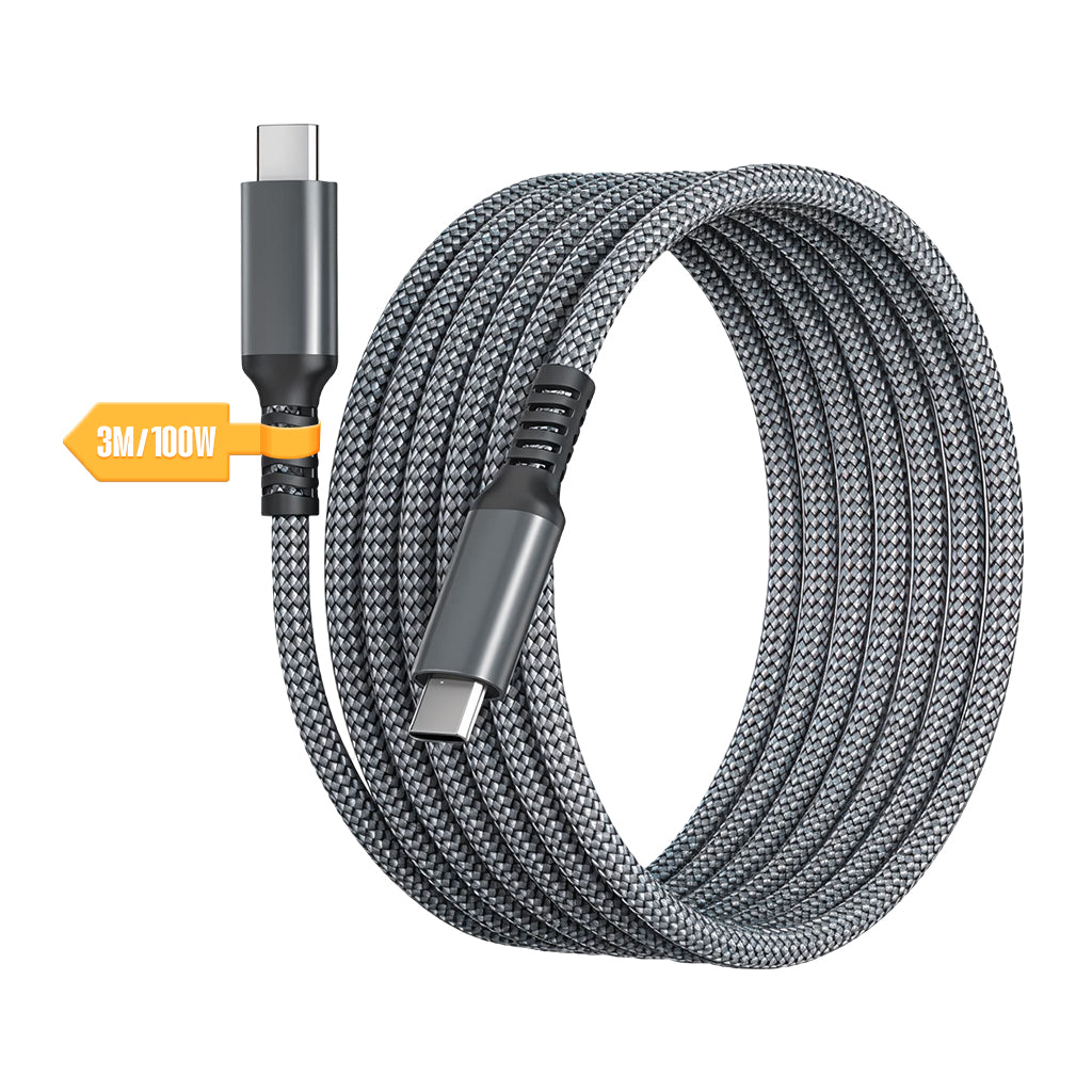Verilux® 9.8ft Type C to Type C Cable PD 100W Fast Charging Cable Type C Cable Support 480Mbps Data Sync No Tangle Nylon Woven Cable Extra Long Type C Cable Universal for Phone, Tablet
