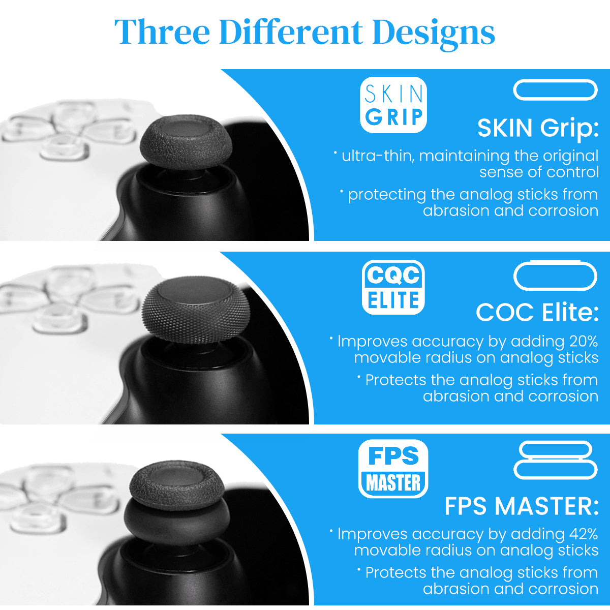 ZORBES® 3 Pairs Thumb Grips for PlayStation Portal 3 Types Ultra Slim Silicone Snug Fit Joystick Thumb Grips Protectors Analog Sticks Caps Improved Controll Gaming Accessories for Stream PS5