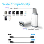 Verilux® 2Pcs Light-ning to USB C Adapter for iPhone 15/16 Alloy Metal Light-ning to USB C Adapter Light-ning Female to USB C Male Adapter Support Fast Charging & Data Transfer, Plug and Go