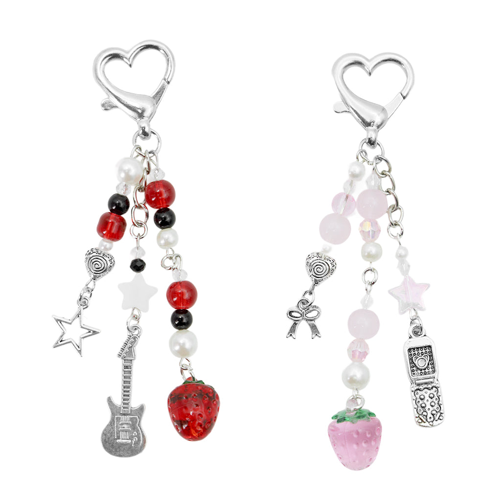 ZORBES® Cute Keychain Charms Aesthetic Y2K Keychain Accessories Beaded Acrylic Sweet Strawberry Charm for Keychain, Car Keys, Backpack, Handbag, Gift for Besties, Sisters