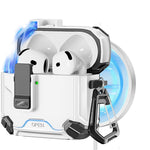 ZORBES® Compatible with AirPods 4th Generation Case Sleek White TPU Protective Case with Lock & Charging Port Flip Lid Design Fashion Earbud Charging Case Cover for AirPods 4th Gen, with Carabiner