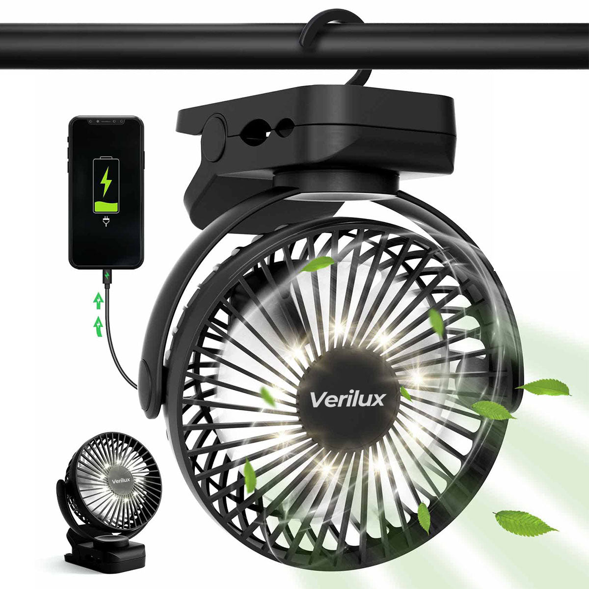 Verilux® Rechargeable Table Fan