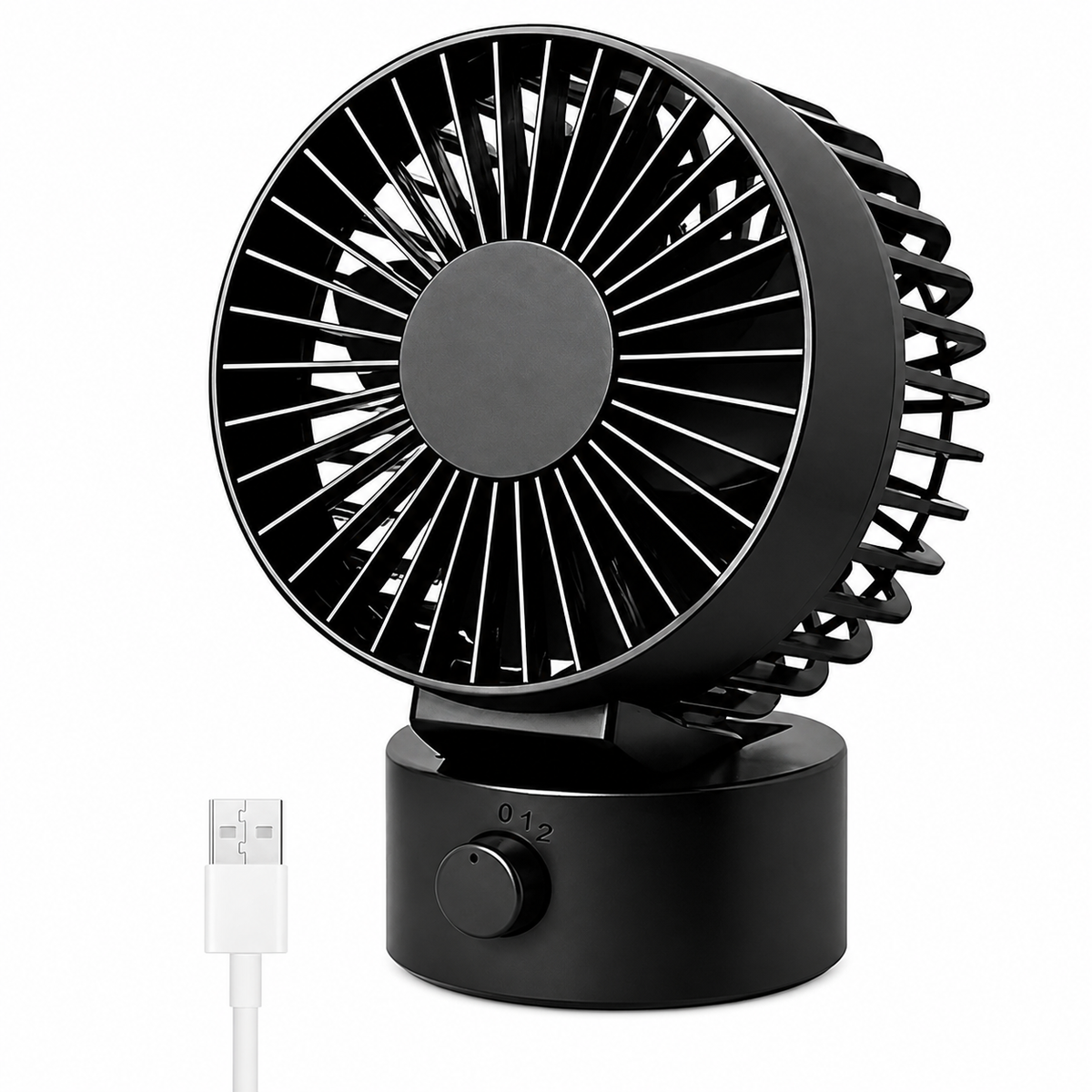 Verilux Desk Fan for Office and Travel with 2 Speed Control and 5.4 in Compact Design | USB Powered Quiet Cooling Black