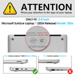 ZORBES® for 2024 Surface Laptop 13.8 Inches Transparent PC Hard Case for Surface Laptop 7th Edition Snap-on Crystal Sheer Anti-Scratch Protective Case