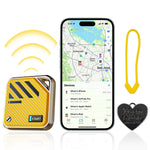 Verilux® Magnetic Item Finder with Loop Hole Bluetooth Tracker Compatible with Find My App Key Finder Luggage Tracker Dog Tracker People Location Tracker for Kids, Elders, Yellow