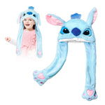 Verilux® Girls Winter Hat Girls Hat Cute Cartoon Stitch Hat Plush Warm Winter Hat Fun Moving Ears Design Soft Fluffy Stitch Hat for Women Girls