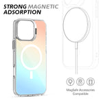 ZORBES® Compatible with iPhone 16 Pro Phone Case with Nylon Lanyard for iPhone 16 Pro Support MagSafe Fashion Translucent Magnetic Phone Case with 2 in 1 Folding Camera Protective Frame Phone Holder