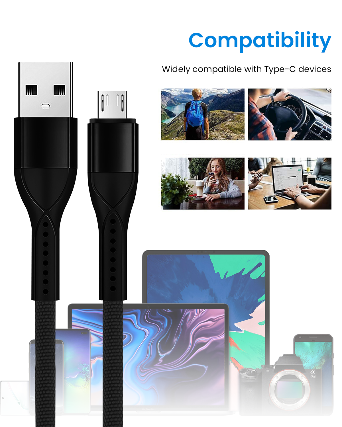 Verilux® 2pcs TYPE C Cable USB to TYPE C Cable 5A Fast Charging Cable Support 480mbpsData Transmission Universal USB C Cable for Smart Phone, Tablet PS5 Controller & More Type C Devices