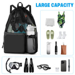 ZORBES® Drawstring Swimming Bag Quick Dry Mesh Beach Bag Backpack Swimming Gear Bag Lightweight Drawstring Bag Multifunctional Outdoor Bag for Riding, Hiking, Swimming, Camping, 30L