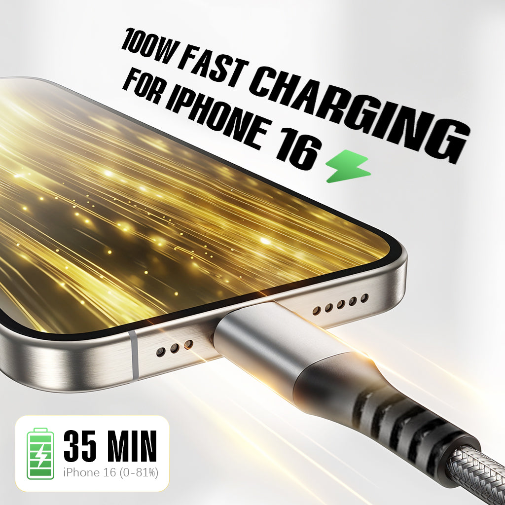 Verilux® 9.8ft Type C to Type C Cable PD 100W Fast Charging Cable Type C Cable Support 480Mbps Data Sync No Tangle Nylon Woven Cable Extra Long Type C Cable Universal for Phone, Tablet