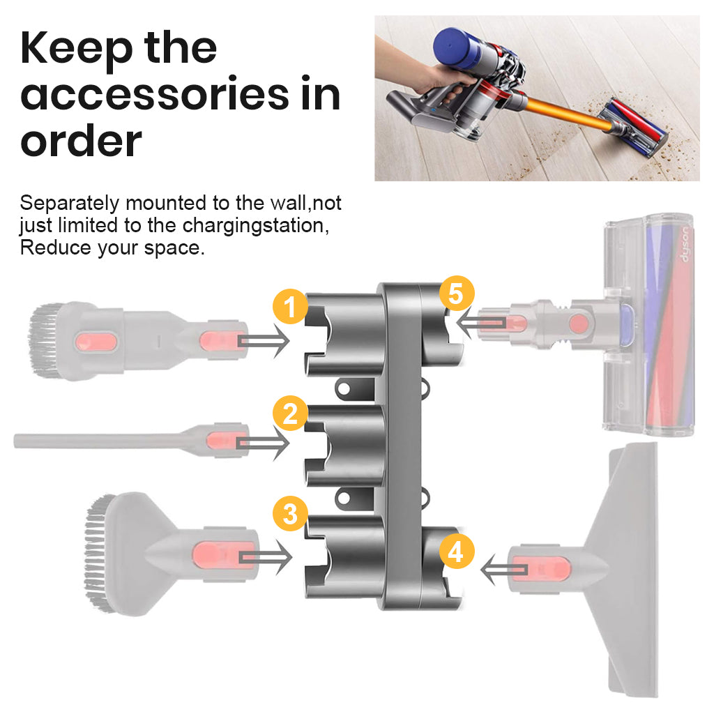 Verilux® Attachment Organizer Holder for Dyson Vacuum Cleaner Series, Accessory Holder Rack Wall Mounted Holder Organzier Accessories Organzier for Dyson V7 V8 V10 V11 Vacuum Cleaner Attachment